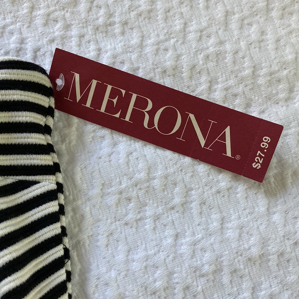 NWT Merona Spandex Blend Black & White Striped Sleeveless Dress L - Picture 7 of 11